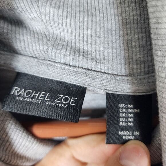 Gray Heathered Rachel Zoe Ribbed Turtleneck Size Medium - Picture 3 of 4